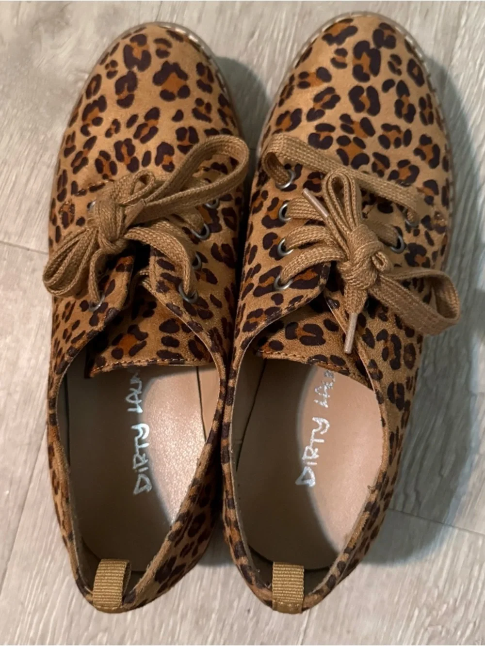Dirty Laundry Animal Leopard Print Chunky Platform Lace up Shoes Size 7